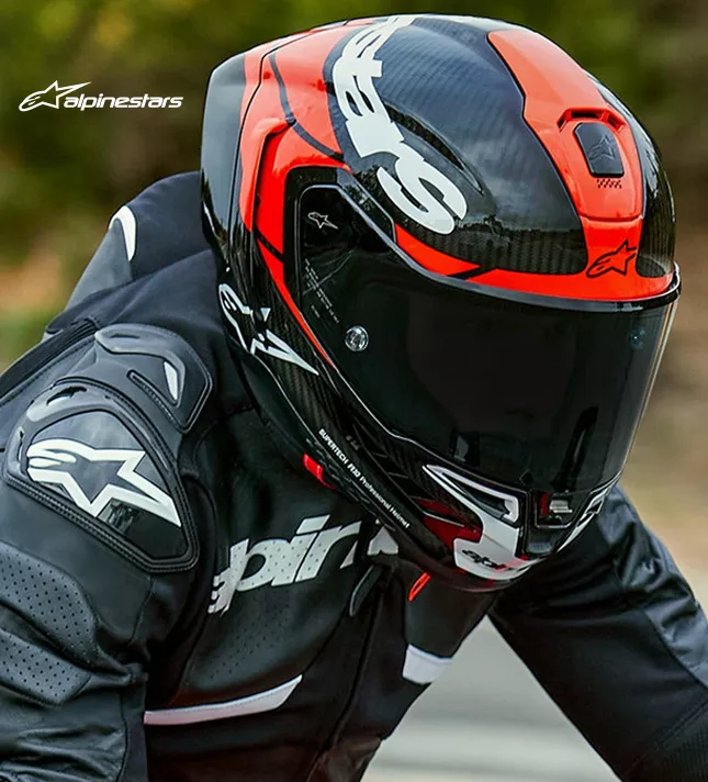 Integralny kask Alpinestars Supertech R10 Element black/carbon bright red/white gloss