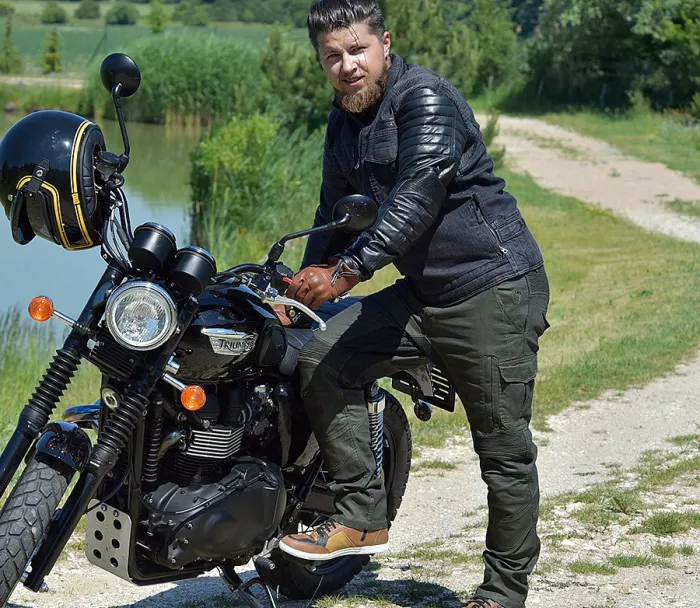 Jeansy Kevlar do motocykla Trilobite Acid Scrambler khaki 2.0 rozmiar 44
