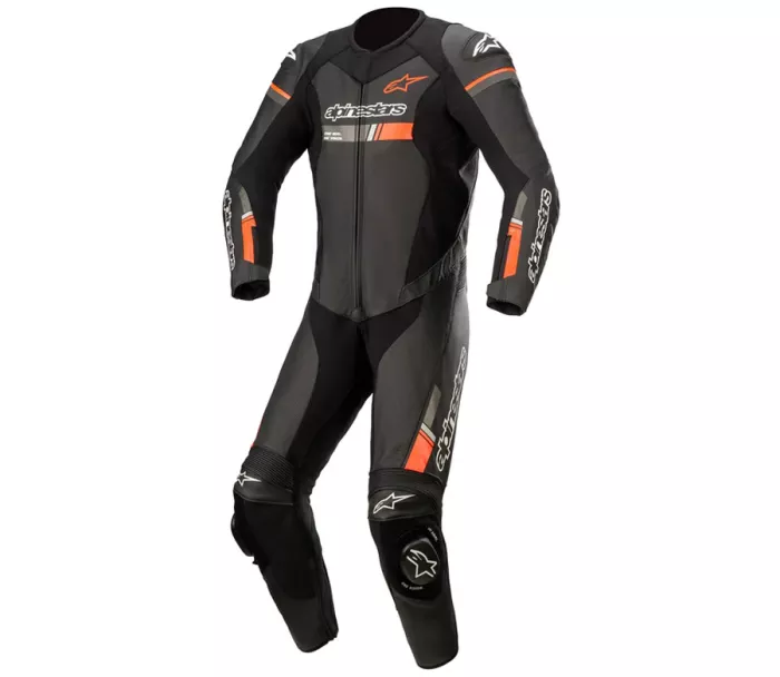Jednoczęściowy kombinezon Alpinestars GP Force Chaser w kolorze czarno-czerwonym fluo