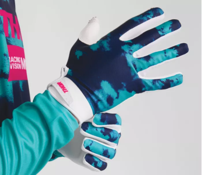 Rękawice motocrossowe Thor Launchmode Bleach white/aqua