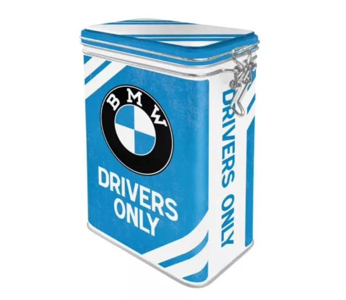 Pudełko blaszane BMW Drivers Only z klipsem