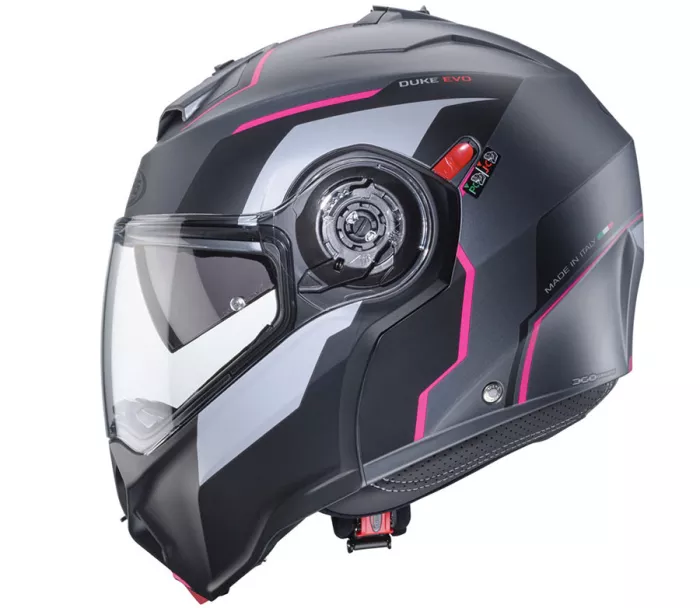 Kask motocyklowy Caberg Duke Evo Move matt gun metal/czarny/fuksja rozmiar S