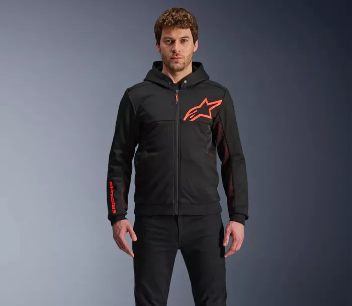 Męska bluza motocyklowa Alpinestars Chrome Air sport black/fluo red