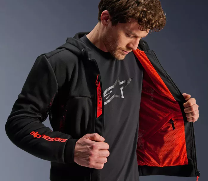 Męska bluza motocyklowa Alpinestars Chrome Air sport black/fluo red