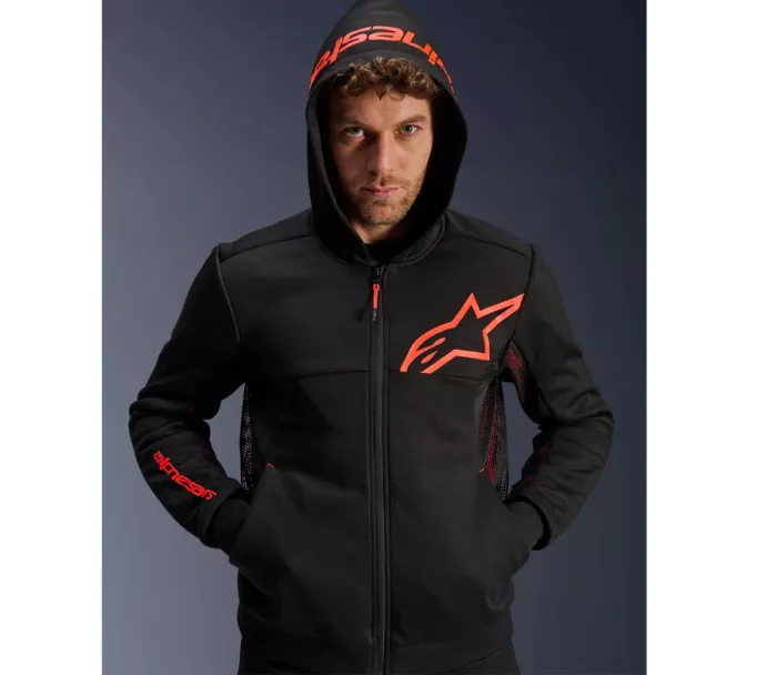 Męska bluza motocyklowa Alpinestars Chrome Air sport black/fluo red