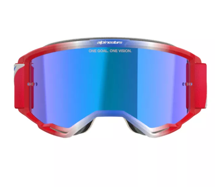 Gogle motocrossowe Alpinestars Vision 5 Corp red/white/blue/mirror blue