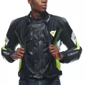 Skórzana kurtka motocyklowa Dainese Super Rider 2 Absoluteshell czarno/biało/żółta