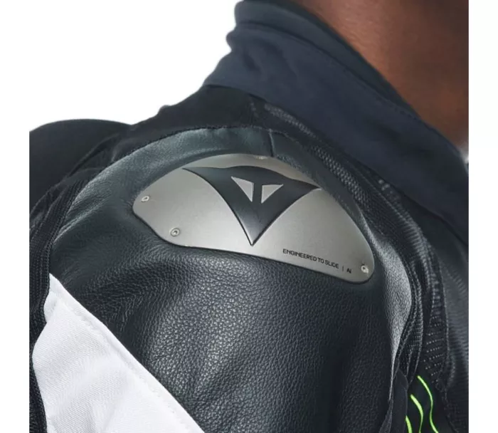 Skórzana kurtka motocyklowa Dainese Super Rider 2 Absoluteshell czarno/biało/żółta