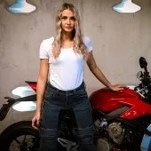 Jeansy motocyklowe damskie Trilobite Parado doublelayer AAA skinny fit blue level 2 (rozszerzony)