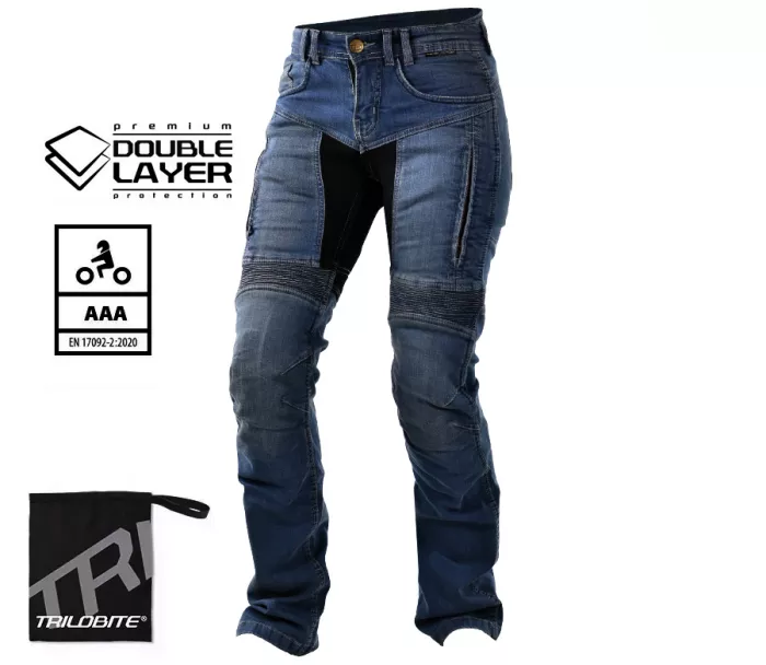 Spodnie motocyklowe damskie Trilobite Parado doublelayer AAA regular fit blue level 2