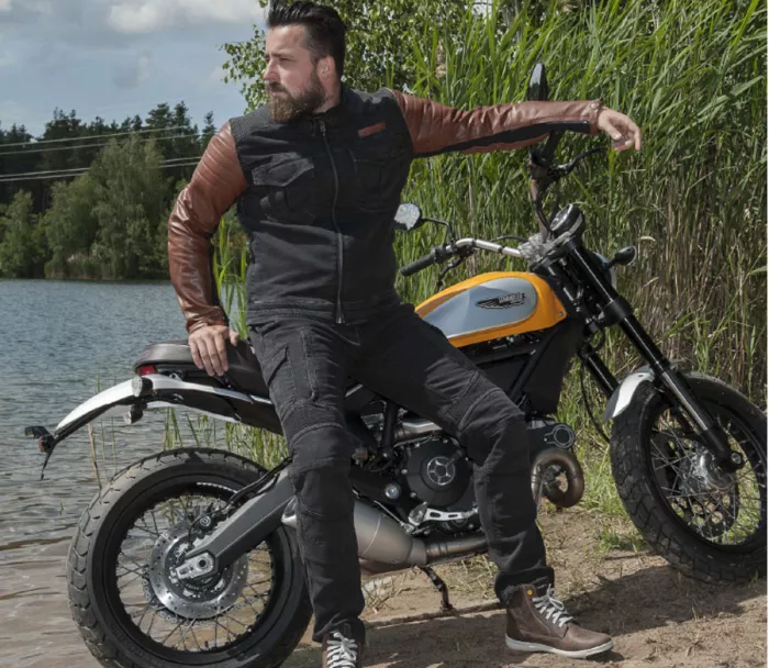 Jeansy Kevlar motocyklowe Trilobite Acid Scrambler męskie czarne rozmiar 42
