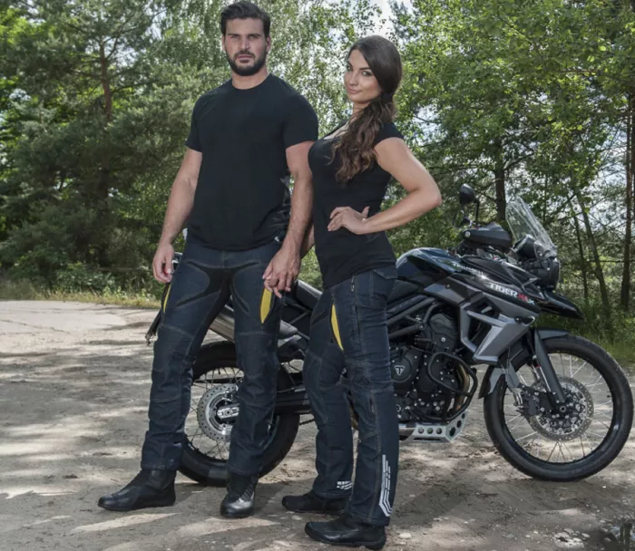 Damskie jeansy motocyklowe Kevlar Trilobite PROBUT X-FACTOR niebieskie