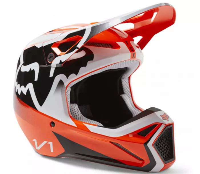 Kask motocrossowy Fox Yth V1 Leed Dot/Ece Fluo Pomarańczowy Rozmiar YS