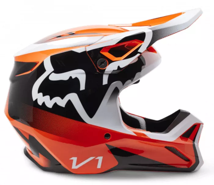 Kask motocrossowy Fox Yth V1 Leed Dot/Ece Fluo Pomarańczowy Rozmiar YS
