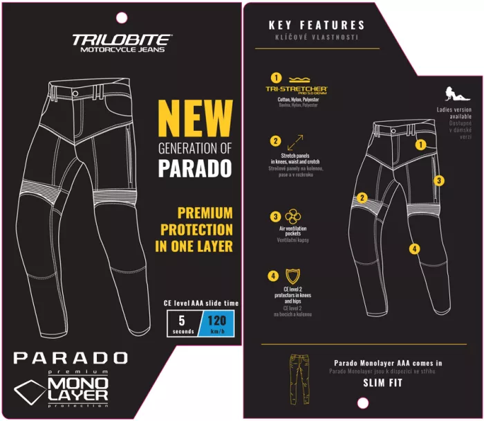 Spodnie motocyklowe Trilobite Parado monolayer AAA slim fit blue (Rozszerzony)