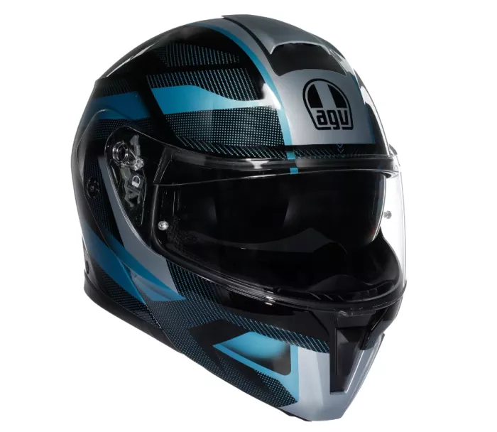 Kask składany AGV E2206 STREETMODULAR LEDRO MATT BLACK/POWDER BLUE