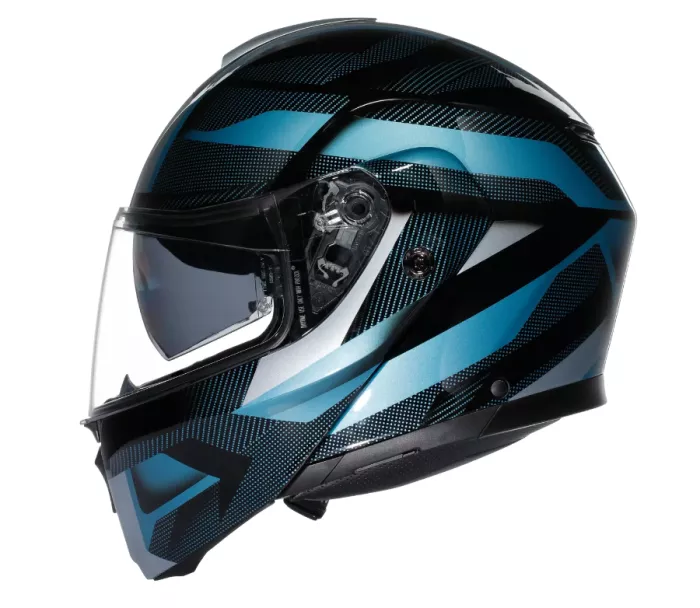Kask składany AGV E2206 STREETMODULAR LEDRO MATT BLACK/POWDER BLUE