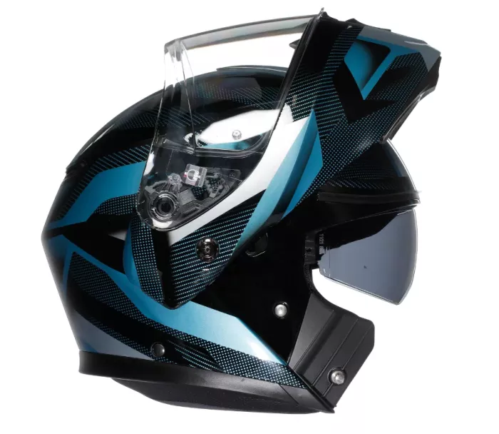 Kask składany AGV E2206 STREETMODULAR LEDRO MATT BLACK/POWDER BLUE