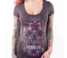 Damska koszulka Zabójcze Zagrożenie CZASZKA KWIATÓW