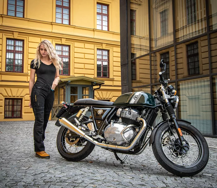 Damskie jeansy motocyklowe Kevlar Trilobite 661 Parado slim fit czarne poziom 2