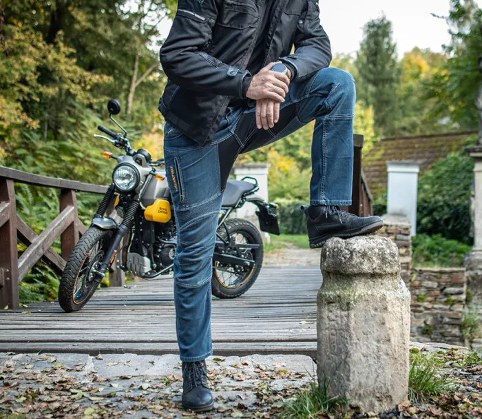 Jeansy Kevlar motocyklowe Trilobite 661 Parado niebieskie SLIM