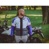 Kurtka motocyklowa Nazran Cavell Dakar biało-niebieska/szara kompatybilna z Tech-Air®