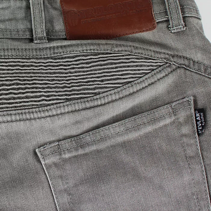 Damskie jeansy motocyklowe Kevlar Trilobite Parado szare (przedłużone) rozmiar 36