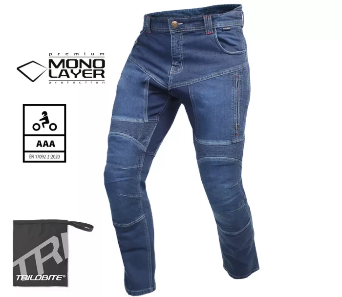 Spodnie motocyklowe Trilobite Parado monolayer AAA slim fit blue (Rozszerzony)