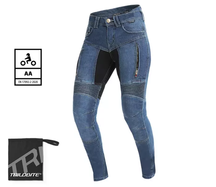 Damskie dżinsy motocyklowe  Trilobite Parado skinny fit blue level 2 (Rozszerzony)