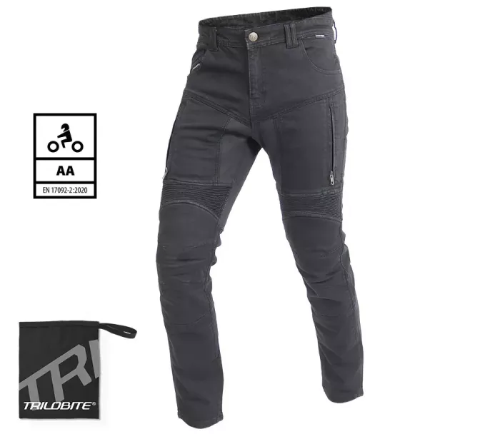 Męskie jeansy motocyklowe Trilobite Parado skinny fit black level 2