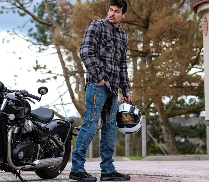 Jeansy Kevlar motocyklowe Trilobite 661 Parado niebieskie SLIM