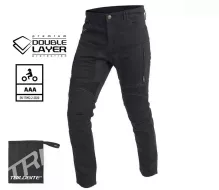 Jeansy motocyklowe męskie Trilobite Parado doublelayer AAA skinny fit black level 2