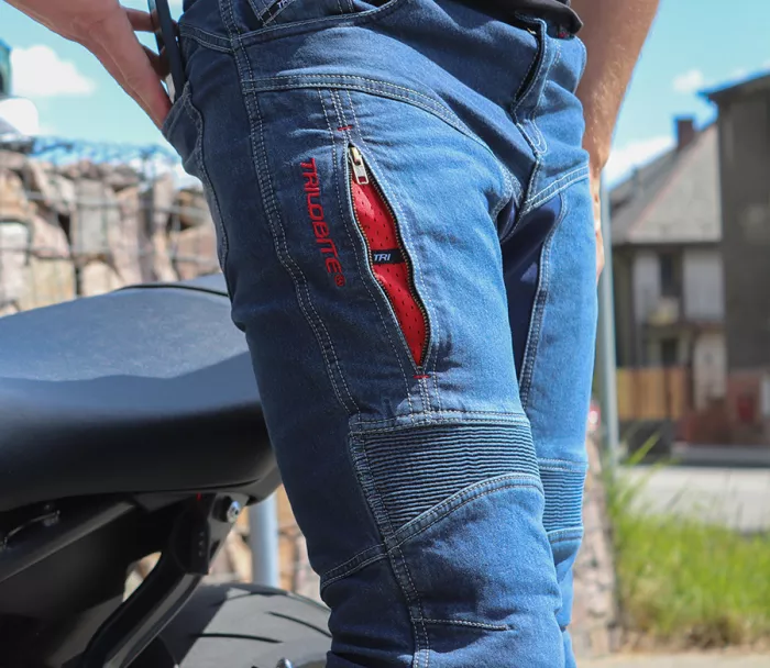 Spodnie motocyklowe Trilobite Parado monolayer AAA slim fit blue (Rozszerzony)