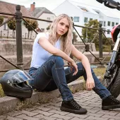 Damskie dżinsy motocyklowe Trilobite Parado monolayer AAA slim fit blue (Rozszerzony)