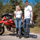 Damskie dżinsy motocyklowe Trilobite Parado monolayer AAA slim fit blue (Rozszerzony)