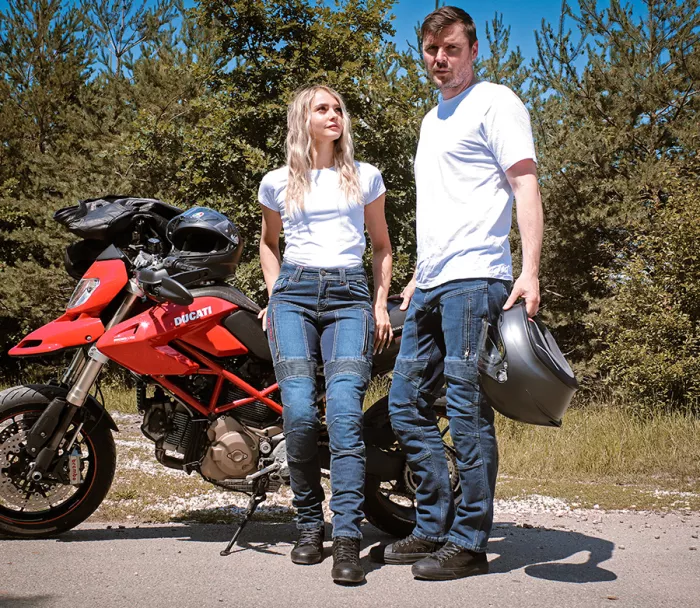 Damskie dżinsy motocyklowe Trilobite Parado monolayer AAA slim fit blue (Rozszerzony)