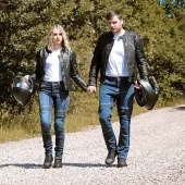 Damskie dżinsy motocyklowe Trilobite Parado monolayer AAA slim fit blue (Rozszerzony)