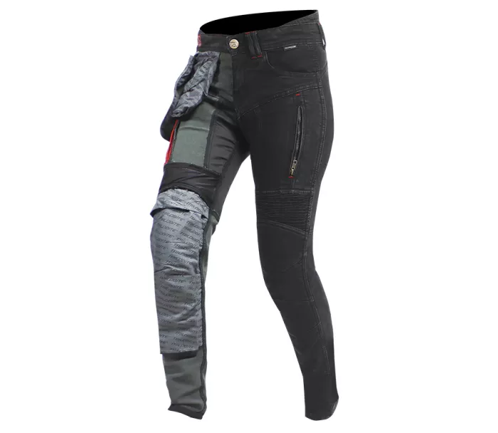 Damskie jeansy motocyklowe Trilobite Parado monolayer AAA slim fit ladies jeans black (Rozszerzony)