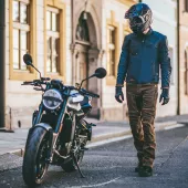 Jeansy Kevlar do motocykla Trilobite Parado rdzawobrązowe (przedłużone)