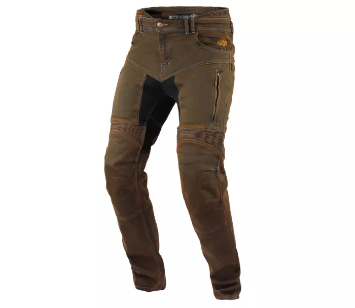 Jeansy Kevlar do motocykla Trilobite Parado rdzawobrązowe (przedłużone)