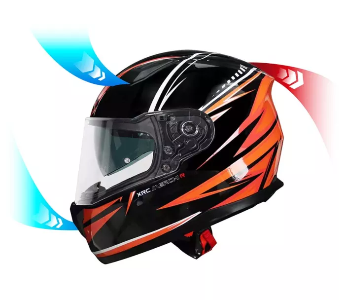 Kask motocyklowy XRC Merchi R czarny / pomarańczowy / szary