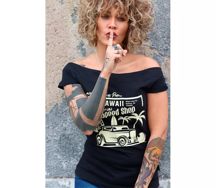T-shirt damski Rusty Pistons RPTSW56 Hawaii czarno/beżowy