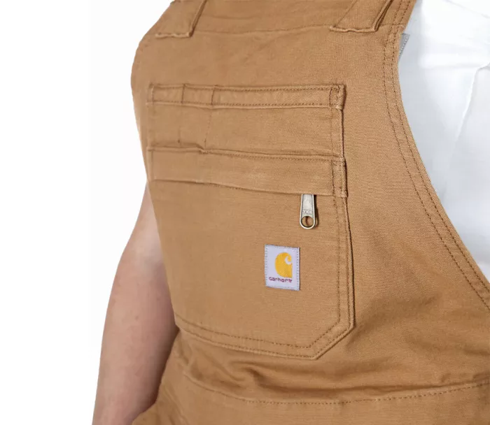 Krótkie ogrodniczki CARHARTT RELAXED FIT CANVAS FEMALE SHORTALL BROWN