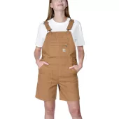 Krótkie ogrodniczki CARHARTT RELAXED FIT CANVAS FEMALE SHORTALL BROWN