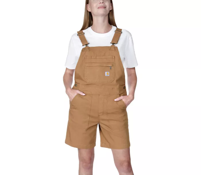 Krótkie ogrodniczki CARHARTT RELAXED FIT CANVAS FEMALE SHORTALL BROWN