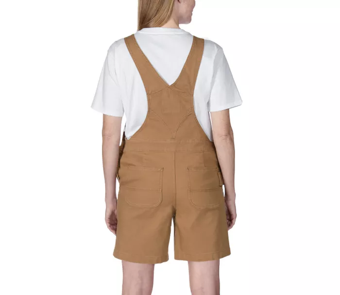 Krótkie ogrodniczki CARHARTT RELAXED FIT CANVAS FEMALE SHORTALL BROWN