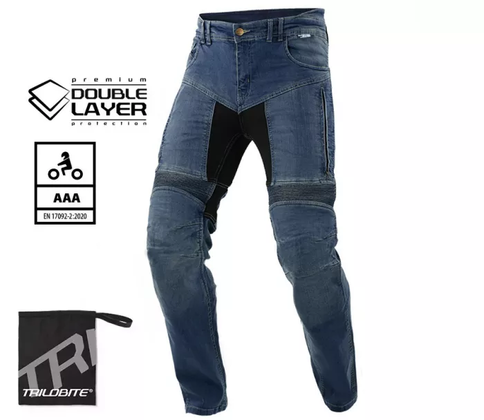 Jeansy męskie Trilobite Parado doublelayer AAA slim fit men jeans blue level 2