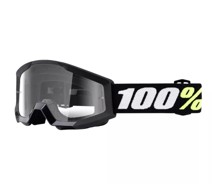 Okulary dziecięce 100% strata black mini goggle clear lens