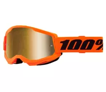 Gogle motocrossowe 100% strata2 neon orange goggle mirror true gold lens