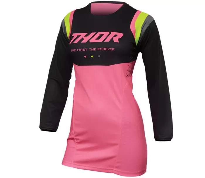 Damska koszulka motocrossowa Thor Pulse Racewear Rev CHARCOAL/FLUO PINK rozmiar XS